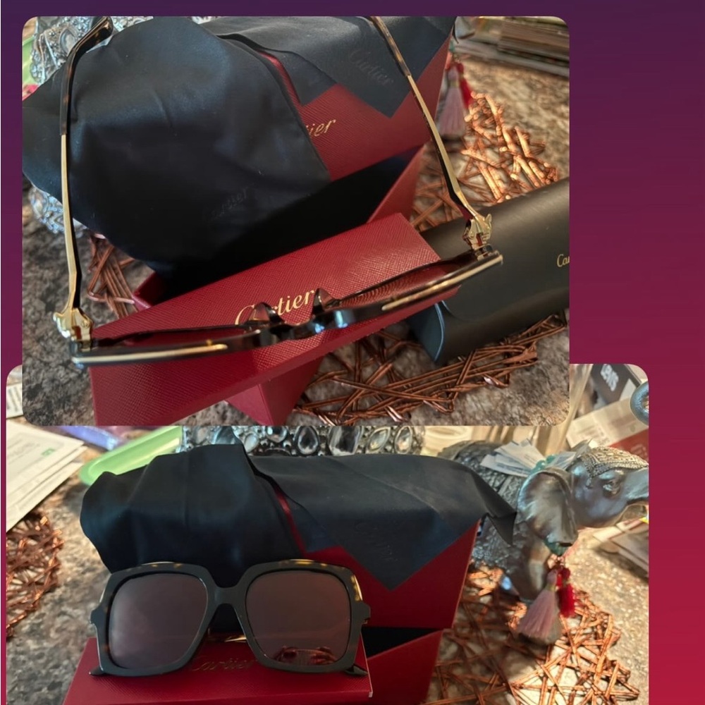 Cartier Tortoise Shell Sunglasses with Gold Accents